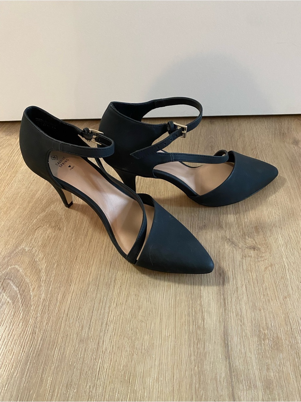 Spring- Classic Black Pointed D'Orsay Ankle-Strap Heels